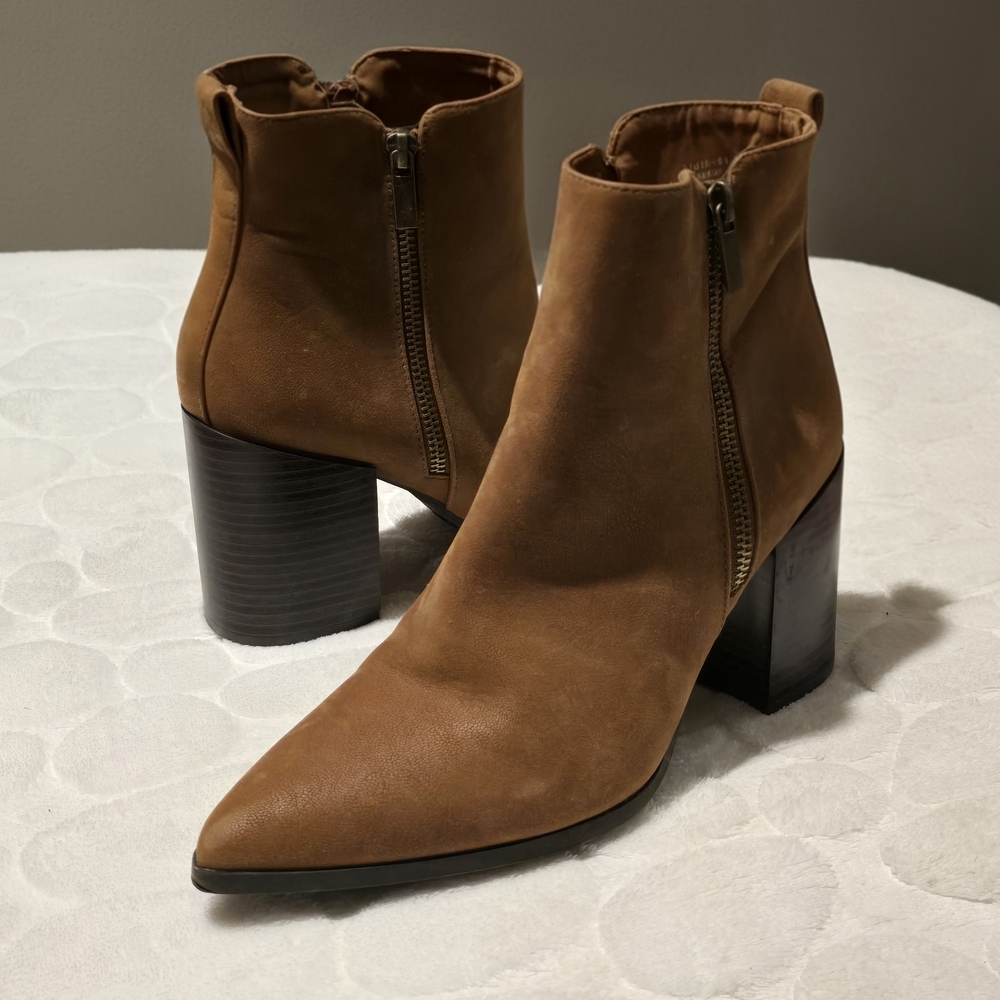 BAMBOO Brown Ankle Boots with Block Heel